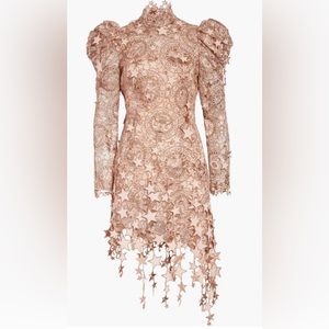 Zimmermann Celestial Zodiac Embroidered Long Sleeve Mesh Minidress